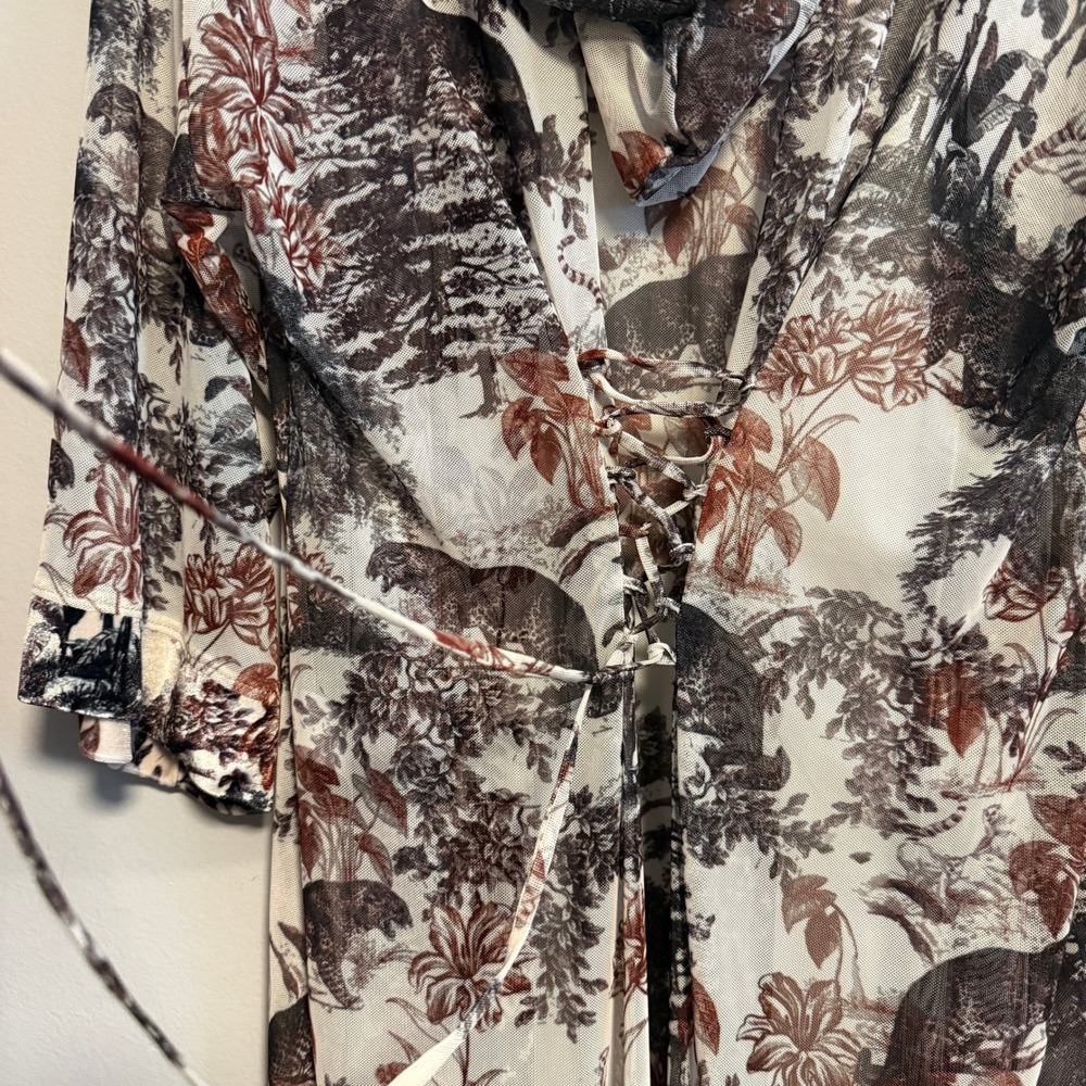 SpiritHoods Festival Kimono Jungle Animal Print Mesh Hooded NWT Size S/M - Picture 12 of 16